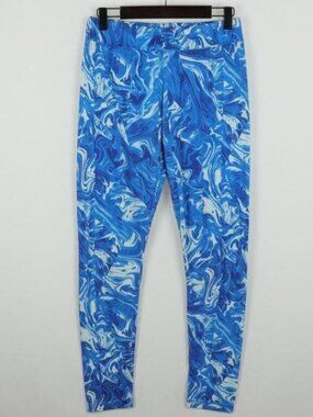 Velocity Women's Medium Blue White Swirl Mid Rise Ankle Activewear Leggings